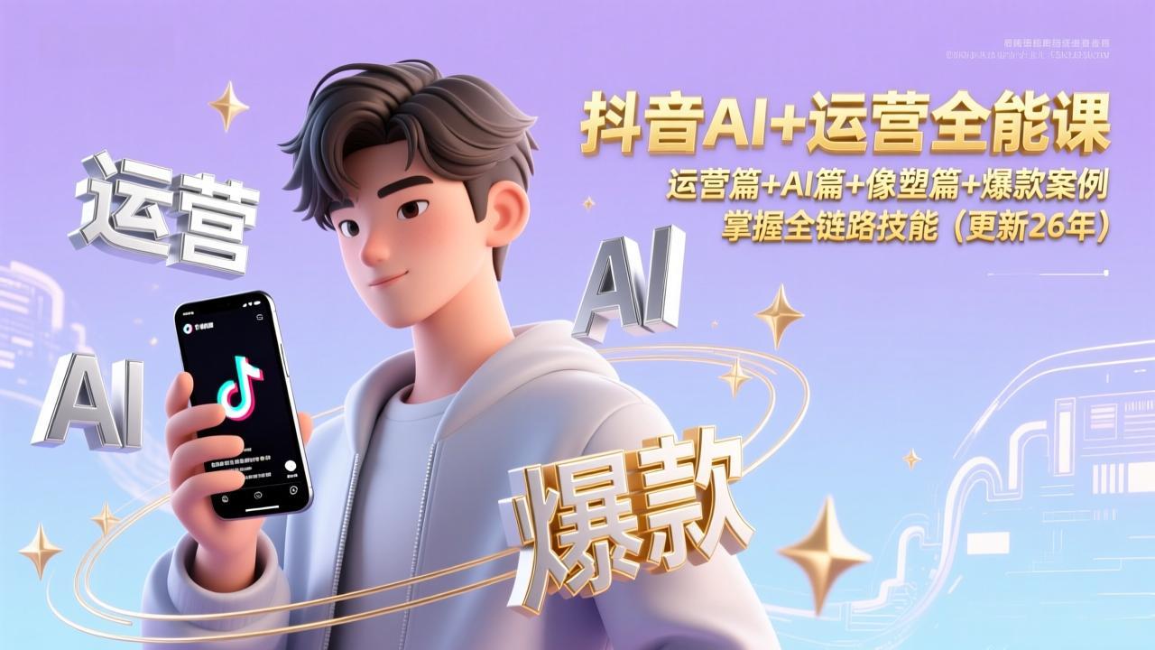 抖音AI+运营全能课，运营篇+AI篇+像塑篇+爆款案例，掌握全链路技能(更新26年-冒泡网