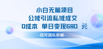 小白无脑项目公域引流私域成交0成本单日变现680米-冒泡网