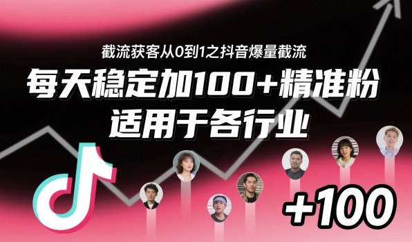 截流获客从0到1之抖音爆量截流,每天稳定加100+精准粉,适用于各行业-冒泡网