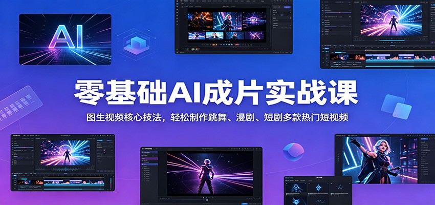 零基础AI成片实战课：图生视频核心技法，轻松制作跳舞、漫剧、短剧多款热门短视频-冒泡网
