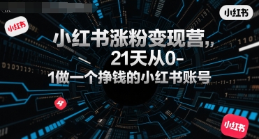 小红书涨粉变现营，21天从0-1做一个挣钱的小红书账号-冒泡网