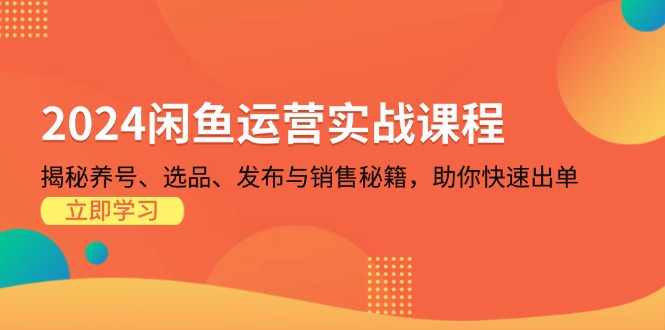 2024闲鱼运营实战课程：揭秘养号、选品、发布与销售秘籍，助你快速出单-冒泡网