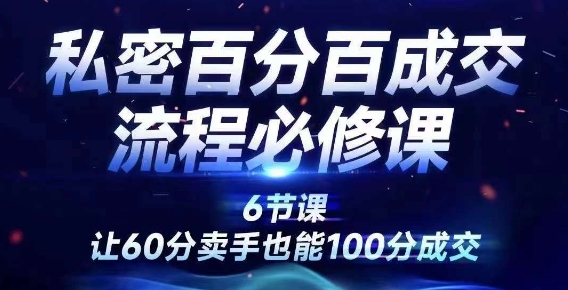 私密百分百成交流程线上训练营，绝对成交，让60分卖手也能100分成交-冒泡网