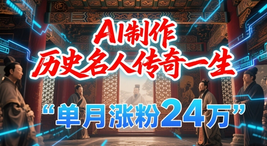 暴力起号！用AI制作历史名人传奇一生，单月涨粉24W，涨粉+变现赛道黑马来了-冒泡网