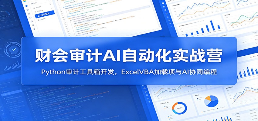 财会审计AI自动化实战营：Python审计工具箱开发，ExcelVBA加载项与AI协同编程-冒泡网