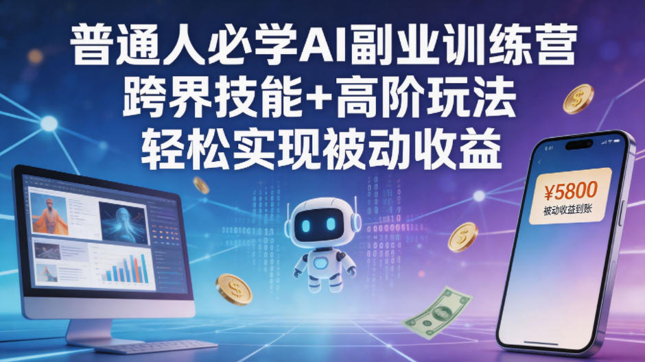 普通人必学AI副业训练营跨界技能+高阶玩法轻松实现被动收益-冒泡网