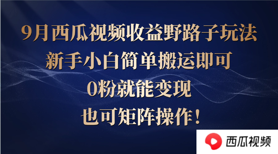 西瓜视频收益野路子玩法，新手小白简单搬运即可，0粉就能变现，也可矩…-冒泡网