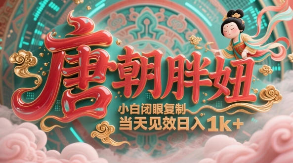 用AI克隆“唐朝胖妞”日更3条，平台疯狂推流，小白闭眼复制，当天见效，日入1k+-冒泡网