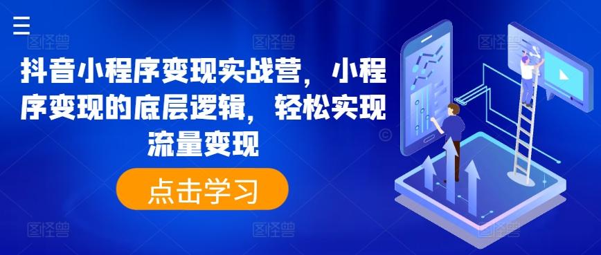 抖音小程序变现实战营，小程序变现的底层逻辑，轻松实现流量变现-冒泡网