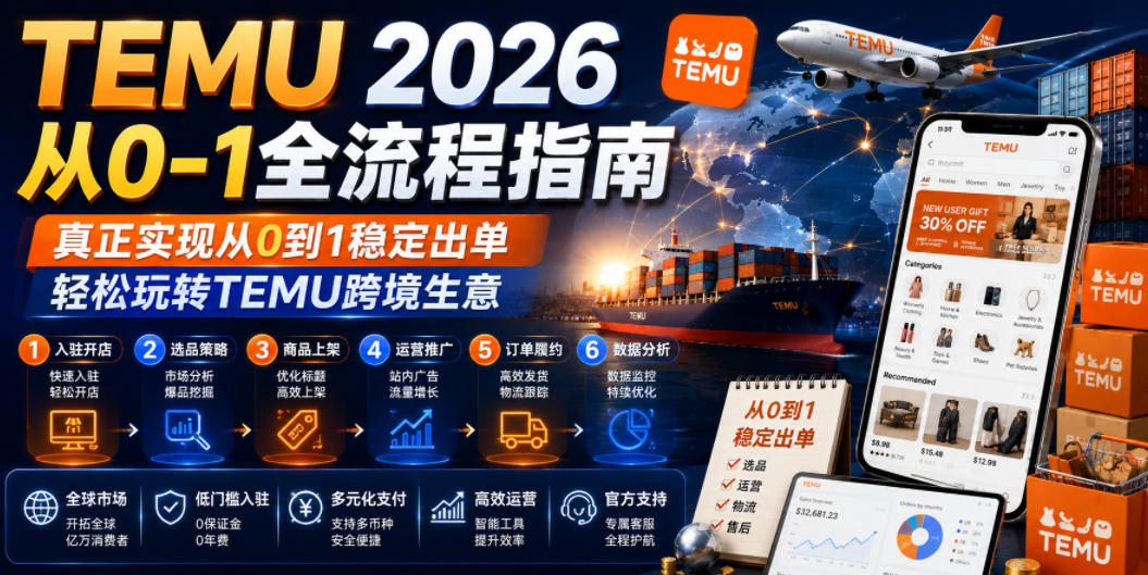 TEMU 2026从0-1全流程指南，真正实现从0到1稳定出单，轻松玩转TEMU跨境生意-冒泡网