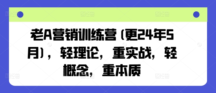 老A营销训练营(更24年11月)，轻理论，重实战，轻概念，重本质-冒泡网