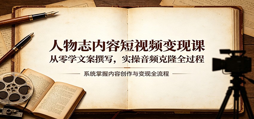 人物志内容短视频变现课：从零学文案撰写，实操音频克隆全过程-冒泡网
