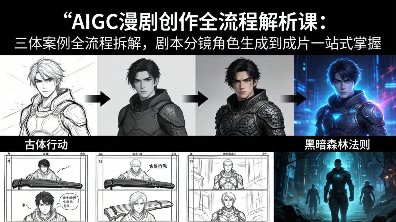 AIGC漫剧创作全流程解析课：三体案例全流程拆解，剧本分镜角色生成到成片一站式掌握-冒泡网