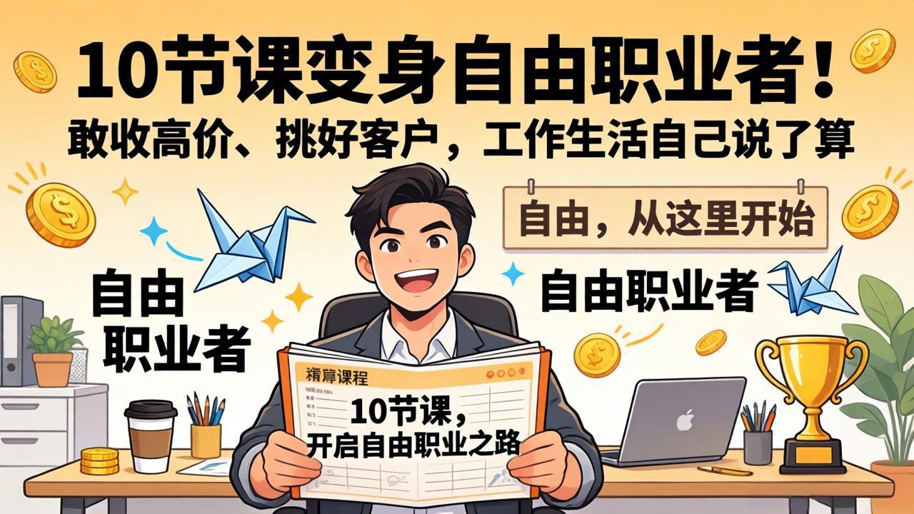 10 节课变身自由职业者！敢收高价、挑好客户，工作生活自己说了算-冒泡网
