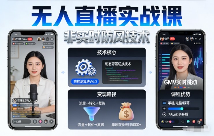 宝子哥无人直播实战课,非实时防风技术,聚焦抖音快手等平台直播带货,轻松开启直播变现之路(更新2026年5月02日)-冒泡网