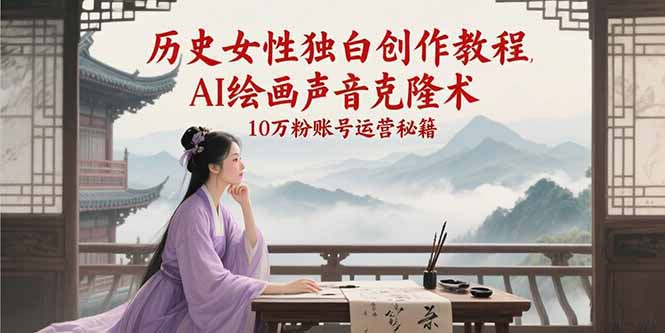 历史女性独白创作教程，AI绘画声音克隆术，10万粉账号运营秘籍-冒泡网