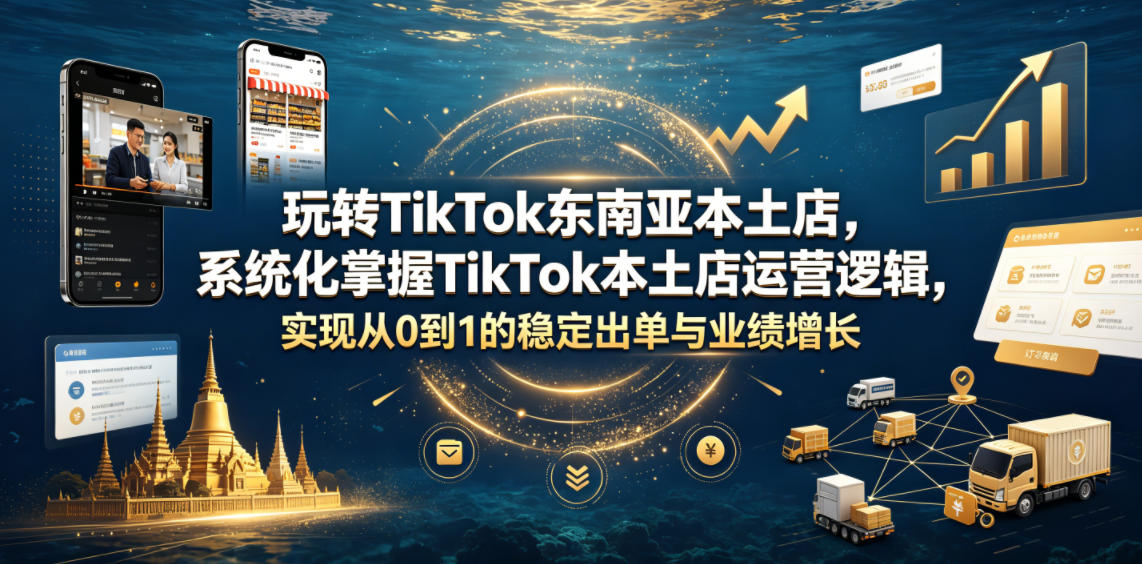 玩转TikTok东南亚本土店，系统化掌握TikTok本土店运营逻辑，实现从0到1的稳定出单与业绩增长-冒泡网