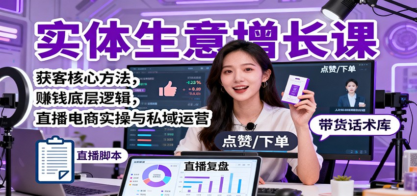 a737577d48ae17af348cf5d115afb2fc.jpeg 实体生意增长课:获客核心方法,赚钱底层逻辑,直播电商实操与私域运营