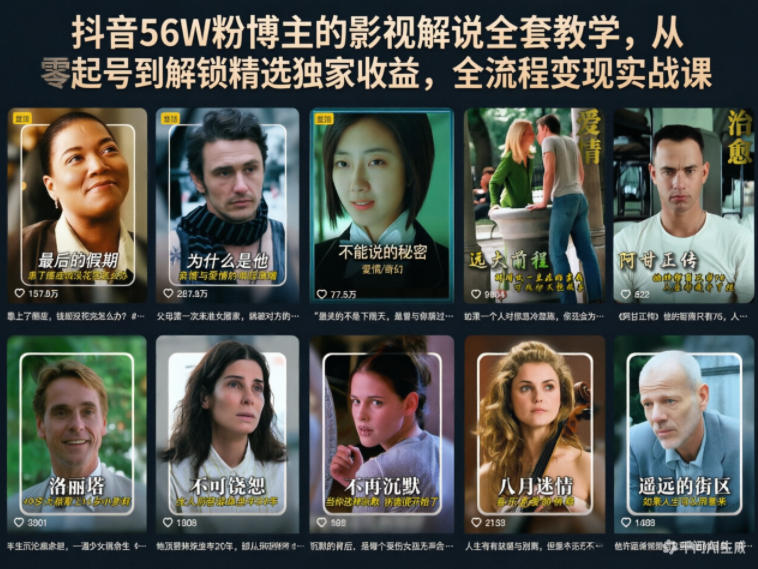 a79ffecd45d79a2ae592273dd71d41b0.jpeg 抖音56W粉博主的影视解说全套教学,从零起号到解锁精选独家收益,全流程变现实战课