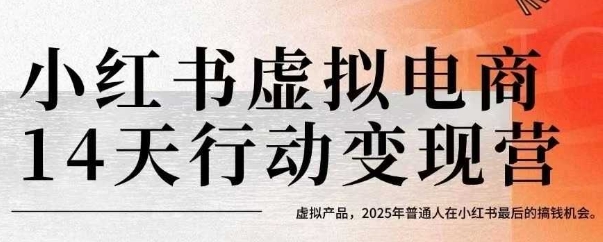 小红书虚拟电商14天变现训练营，虚拟产品，2025年普通人在小红书最后的搞钱机会-冒泡网