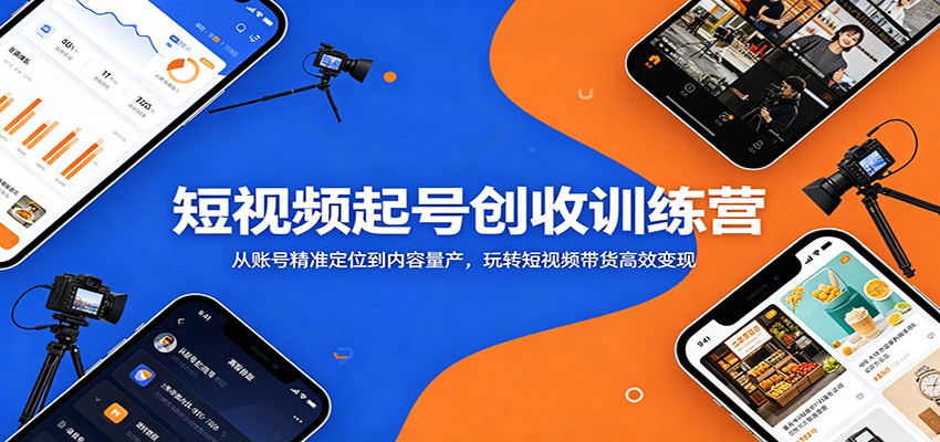短视频起号创收训练营：从账号精准定位到内容量产，玩转短视频带货高效变现-冒泡网