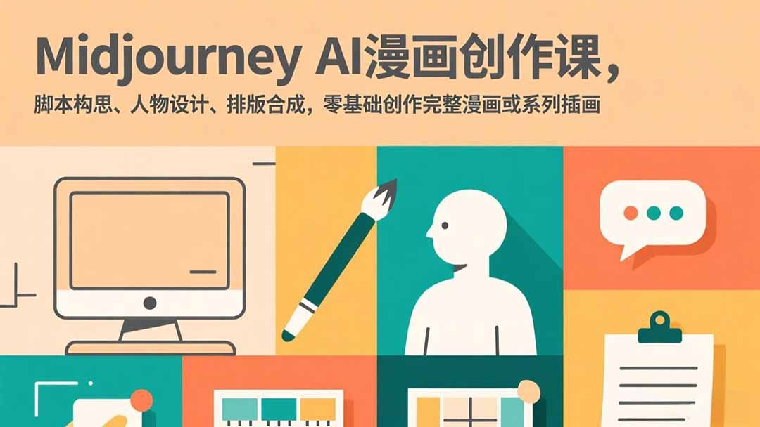 Midjourney AI漫画创作课，脚本构思、人物设计、排版合成，零基础创作完整漫画或系列插画-冒泡网