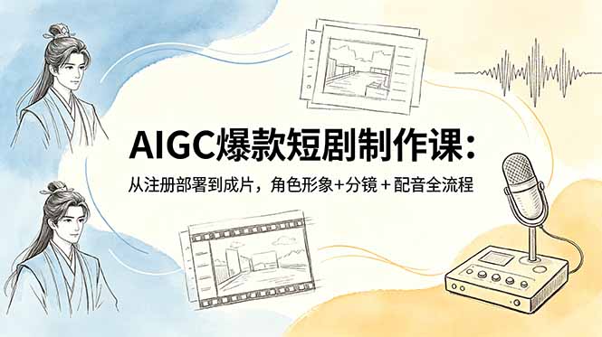 AIGC爆款短剧制作课：从注册部署到成片，角色形象+分镜+配音全流程-冒泡网