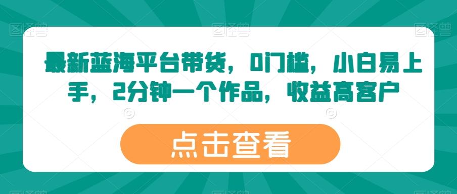 最新蓝海平台带货，0门槛，小白易上手，2分钟一个作品，收益高【揭秘】-冒泡网