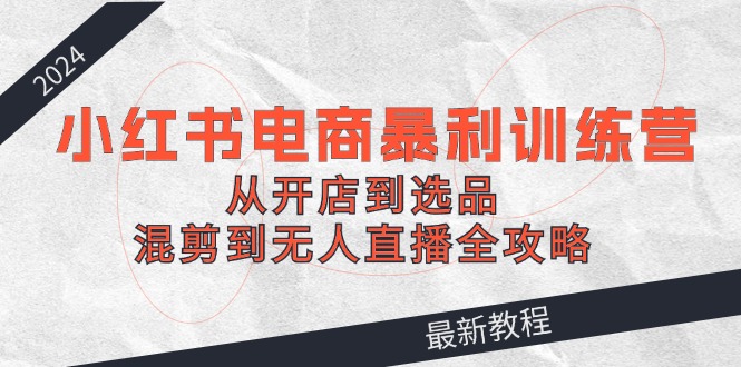 2024小红书电商暴利训练营：从开店到选品，混剪到无人直播全攻略-冒泡网