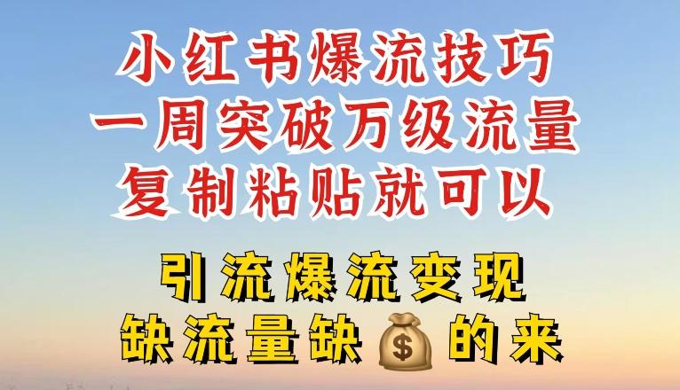 小红书爆流技巧，一周突破万级流量，复制粘贴就可以，引流爆流变现【揭秘】-冒泡网