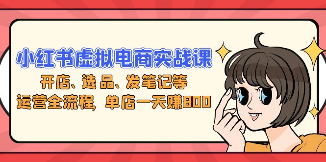 小红书虚拟电商实战课：开店、选品、发笔记等运营全流程，单店一天赚800-冒泡网