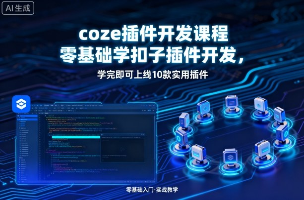 coze插件开发课程，零基础学扣子插件开发，学完即可上线10款实用插件-冒泡网