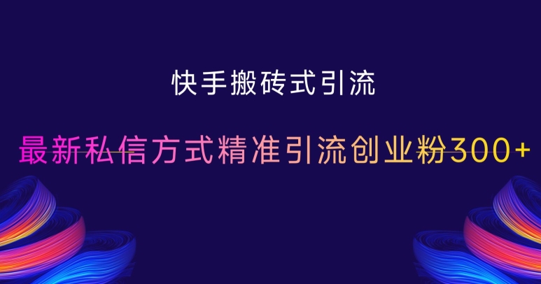 快手搬砖式引流，最新私信方式精准引流创业粉300+-冒泡网