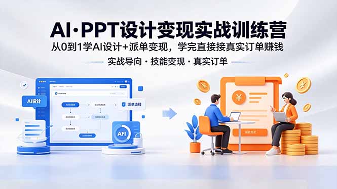 AI·PPT设计变现实战训练营，从0到1学AI设计+派单变现，学完直接接真实订单赚钱-冒泡网
