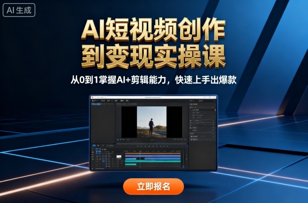 AI短视频创作到变现实操课，从0到1掌握AI+剪辑能力，快速上手出爆款(更新10月)-冒泡网