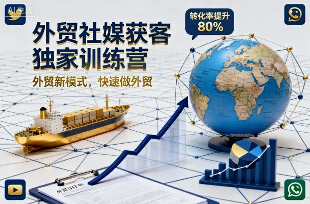 外贸社媒获客独家训练营，外贸新模式，快速做外贸(更新26年5月)-冒泡网