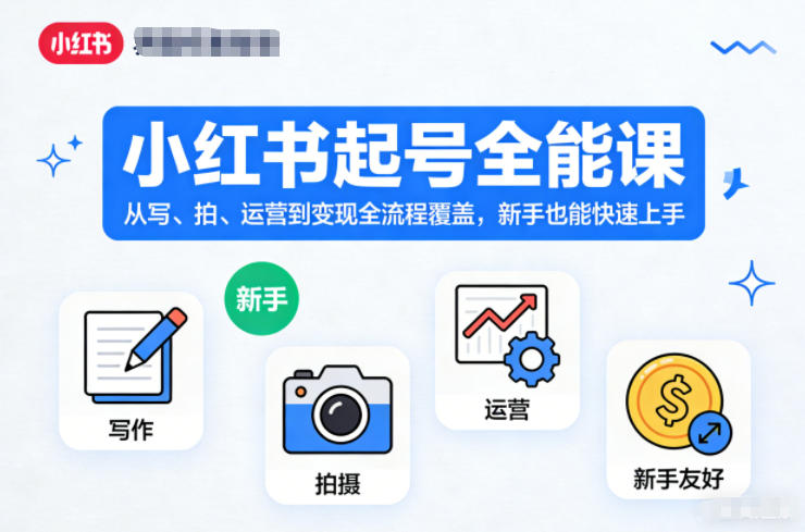 小红书起号全能课，从写、拍、运营到变现全流程覆盖，新手也能快速上手-冒泡网