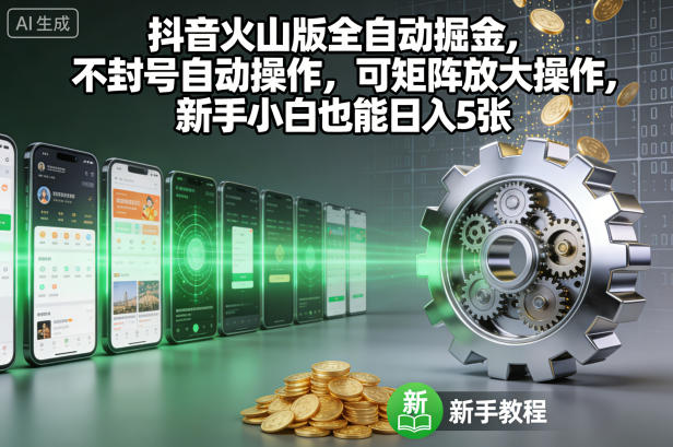 抖音火山版全自动掘金，不封号自动操作，可矩阵放大操作，新手小白也能日入5张【揭秘】-冒泡网
