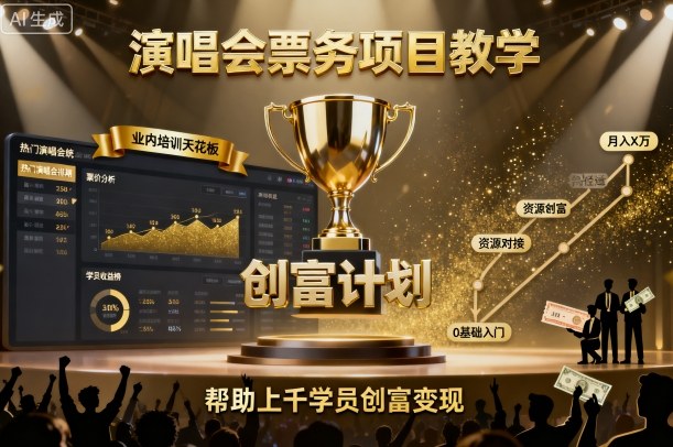 演唱会票务项目教学，业内培训天花板，帮助上千学员创富变现-冒泡网