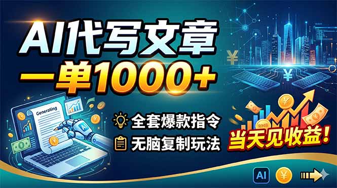 b42cab0479e6fdd080dc8140e6b49476.jpeg AI代写文章,一单1000+,全套爆款指令+无脑复制玩法,当天见收益!