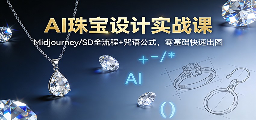 AI珠宝设计实战课：Midjourney/SD全流程+咒语公式，零基础快速出图-冒泡网
