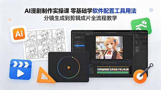 b540117668bf2124230e40a3ada5ad6c.jpeg AI漫剧制作实操课 零基础学软件配置工具用法 分镜生成到剪辑成片全流程教学