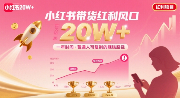 一年时间靠小红书带货项目年入20w+，最不能错的大红利项目-冒泡网