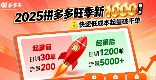2025拼多多旺季新老店铺——快速低成本起量破千单-冒泡网