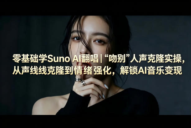 b7e53dbb21e208939291326c7c1ea5e8.jpeg 零基础学Suno AI翻唱|《吻别》人声克隆实操,从声线克隆到情绪强化,解锁AI音乐变现