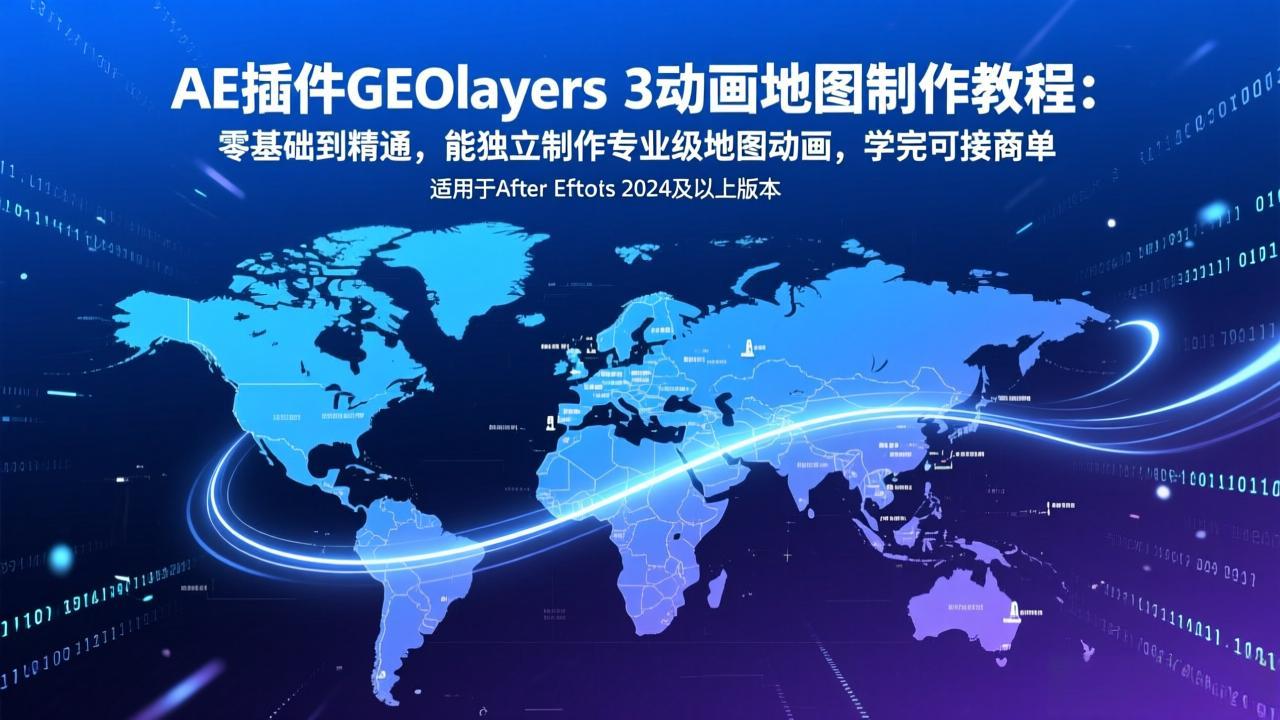 b843dcc38579b79aa0987d20c022fb32.jpeg AE插件GEOlayers 3动画地图制作教程:零基础到精通,能独立制作专业级地图动画,学完可接商单