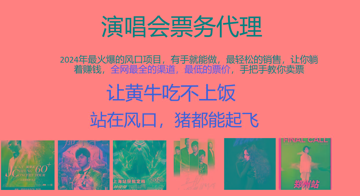 2024年最火爆风口项目，演唱会票务代理，日入2000+，一部手机就能搞定！-冒泡网