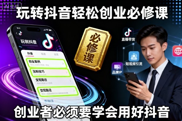 玩转抖音轻松创业必修课，创业者必须要学会用好抖音-冒泡网