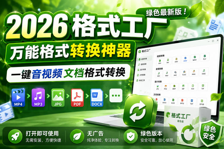 2026格式工厂绿色最新版！万能格式转换神器，一键音视频文档格式转换，打开即可使用，无广告绿色版本-冒泡网