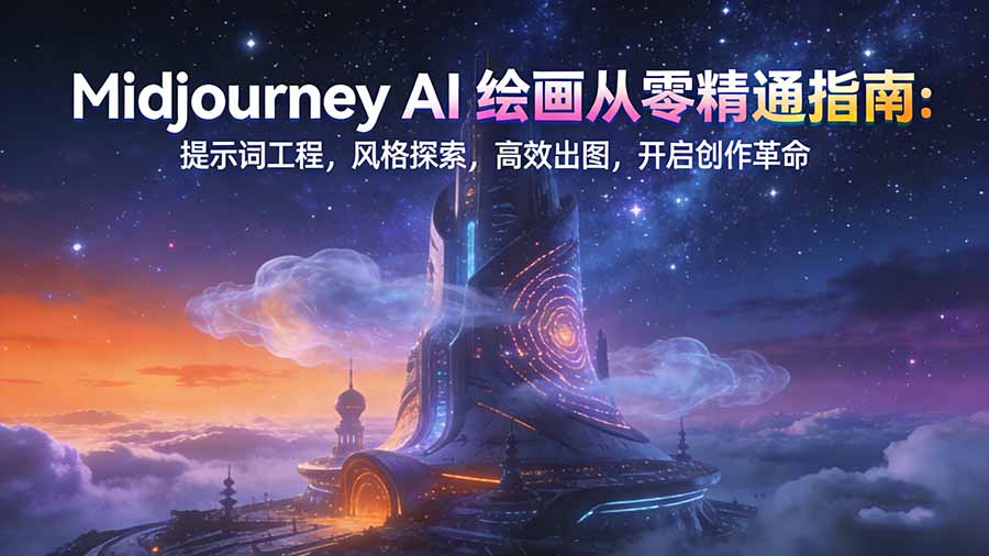 Midjourney AI绘画从零精通指南：提示词工程，风格探索，高效出图，开启创作革命-冒泡网